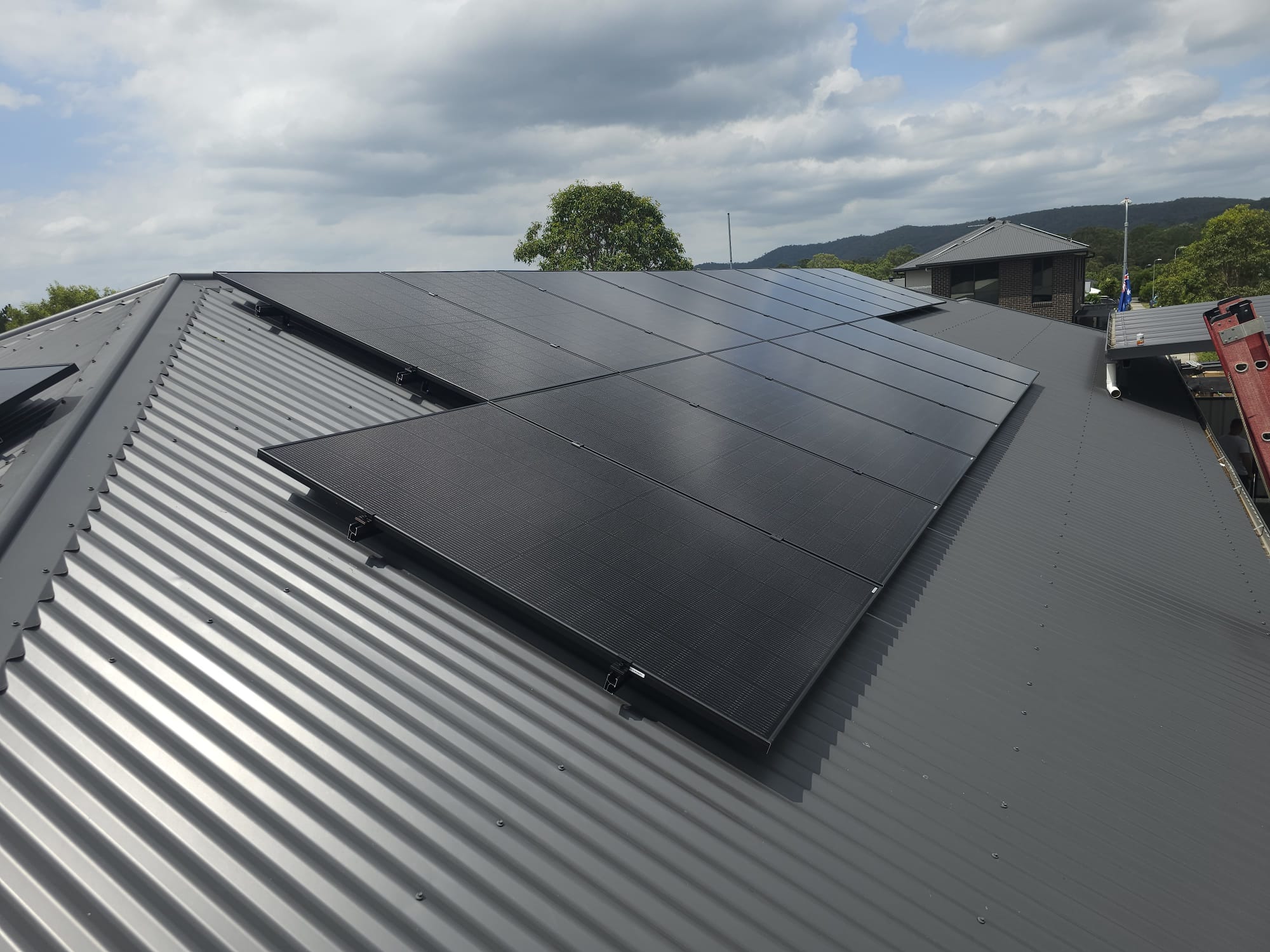 Solar panels installed on Queensland Colorbond roof